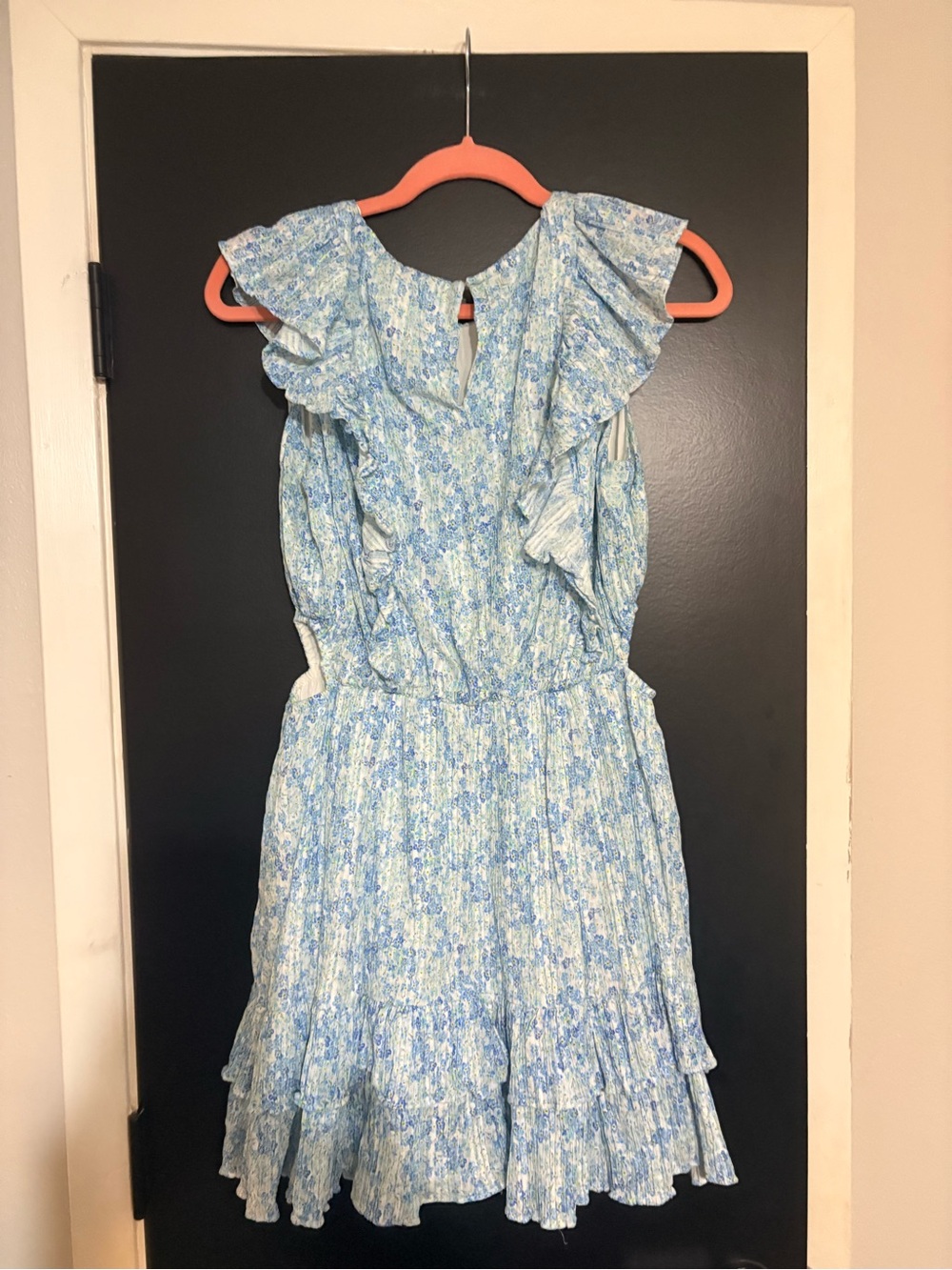 Minkpink, Light Blue Floral Ruffled Sundress, Sz L - Picture 4 of 9